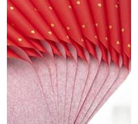 HMETOL Heart Pattern Premium Quality Gift Wrapping Paper | Heavy-duty, tear-resistant textured sheets featuring charming peach heart prints for graceful. Red Gold 70cm x 50cm