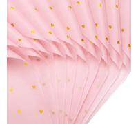 HMETOL Heart Pattern Premium Quality Gift Wrapping Paper | Heavy-duty, tear-resistant textured sheets featuring charming peach heart prints for graceful. Pink Gold 70cm x 50cm
