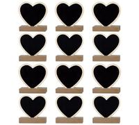 HMETOL Mini Chalkboard Signs with Support Base, Small Tabletop Blackboard Food Labels for Party Buffet, 20 Pack 12Pcs Heart Shape 7.6cm x 2.5cm x7.1cm