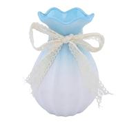 HMETOL Modern Minimalist White Ceramic Flower Vase for Home Decor | High-density clay. Thickened base prevents tipping. Smooth matte finish. Geometric Blue 11cm x 11cm x 20cm