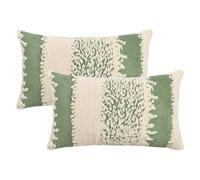 HMETOL Pack of 2 Plush Decorative Pillow Covers Boho Soft Cozy Cushion Cases for Sofa Bedroom Couch Car Green 50 x 30 cm