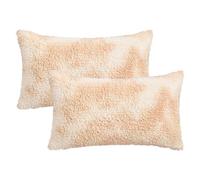 HMETOL Pack of 2 Tie-Dye Teddy Fleece Pillow Cases Soft Plush Pillow Covers for Sofa Bedroom Living Room, Modern Home Decor Camel 50 x 30 cm