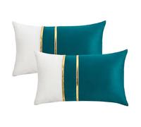 HMETOL Pack of 2 Velvet Throw Pillow Covers Soft Decorative Square Cushion Covers for Sofa Living Room Home Decor Green 50 x 30 cm