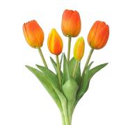 HMETOL Real Touch Silk Artificial Tulips Flowers for Home Wedding Party | Fit small vases. Bendable for DIY bouquets. Odorless, pollen-free, low-maintenance decor. Orange 25cm