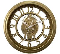 HMETOL Rustic Farmhouse Gear Clock with Moving Gears Wall Clock Industrial Steampunk Unique for Home Living Room Office Decor Gold 28CM