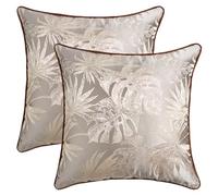 HMETOL Soft Velvet Tropical Leaf Jacquard Decorative Pillow Cover Set of 2