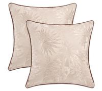 HMETOL Soft Velvet Tropical Leaf Jacquard Decorative Pillow Cover Set of 2