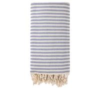 HMETOL Turkish Beach Towel Striped Tassel Design Lightweight Sand Free Quick Dry Versatile Travel Yoga Picnic Bath Towel 1 Pack Blue 180 x 100cm
