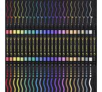 Hmeuest 24 Metallic Pens, Dual Tip Metallic Paint Pens for Black Paper, Scrapbook Accessories, Metallic Marker Pens for Rock Ceramic Glass, Art Supplies