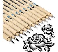 Hmeuest Fineliner Pens, 12 Fine Liner Black Pens, Art Drawing Micron Pens with Waterproof Ink, Felt Tip Art Supplies for Sketching, Manga Anime Gifts