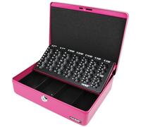 HMF 10015-15 Cash Box with Euro Coin Tray 30 x 24 x 9 cm, Pink