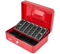 HMF 10022-03 Cash Box with EURO Coin Tray 25 x 18 x 9 cm, red