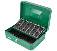 HMF 10022-06 Lockable Cash Box with Coin Counting Board 25 x 18 x 9 cm Green