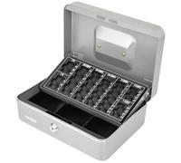 HMF 10022-09 Cash Box with EURO Coin Tray 25 x 18 x 9 cm, silver