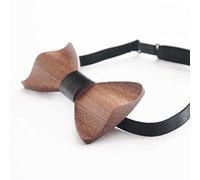 HMF 3850-02 Men's Wooden Bow Tie Handmade Walnut 6 x 12 x 1 cm Black