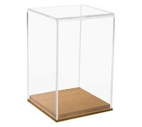 HMF 46881 Acrylic Display Case with Wooden Base for Figures 14 x 14 x 22 cm Transparent