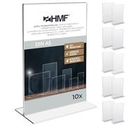 HMF 46921 Acrylic Menu Holder upright | 10 Pieces | DIN A5 Portrait Format | Transparent