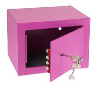 HMF 49216-15 Small Safe with Key, Furniture Safe | 23 x 17 x 17 cm | Pink