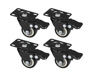 HMF 6710 Heavy Duty Polyurethane Brakes Castors | Pack of 4 | 38mm | Up to 300kg | Black