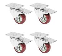 HMF 6710 Heavy Wheels with Polyurethane Brake | 4 Pieces | 75 mm | Up to 400 kg | Red