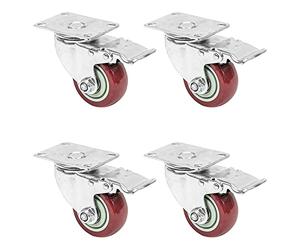 HMF 6710 Heavy Wheels with Polyurethane Brake | 4 Pieces | 75 mm | Up to 400 kg | Red