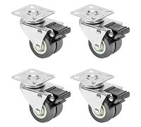 HMF 6720 Heavy Duty Double Castors with Brake | Polyurethane | 50 mm | Up to 400 kg | Grey