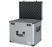 HMF Alu Camera Case with Pick and Pluck Foam, Camera Bag with Two 3-Digit Combination Locks, Foam Lid Insert | 46 x 33 x 26 cm | Grey