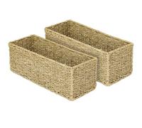 HMF Bathroom Storage Basket, Woven Seagrass, Set of 2, 38 x 15 x 14 cm