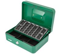 HMF Cash Box with Key Lock and Coin Counter Card | Money Box | 25 x 18 x 9 cm | Green