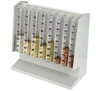 HMF Coin Counter for Sorting and Storing Loose Change, Transparent Coin Sorter with Value Scale as a Money Box for Children | 21 x 19.5 x 10 cm | Light Grey