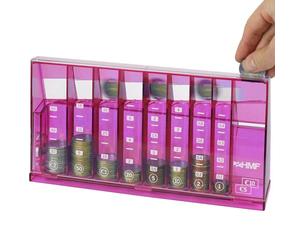 HMF Coin Counter with Automatic Sorting for Loose Change Storage, Transparent Coin Sorter with Value Scale as Money Box for Children | 24 x 12 x 5 cm | Pink