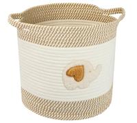 HMF Cotton Nursery Storage Basket with Handles | Elephant | 12" x 12"