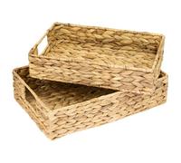 HMF Empty Gift Basket, Storage Basket Braided Made of Water Hyacinth, Set of 2, Square, 35 / 32 cm Width