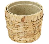 HMF Innovative Flower Pot Braided from Water Hyacinth with Plant Pot Made from Sustainable Raw Materials, Round, 14 cm Diameter
