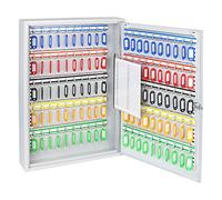 HMF Large Steel Key Cabinet, Lockable Key Safe for Office, Administration or Fleet Management | 100 Key Hooks | 55 x 38 x 8 cm | Light Grey