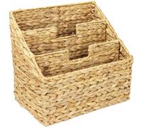 HMF Newspaper Rack, Newspaper Basket, Braided from Water Hyacinth, 3 Compartments, 35 x 24 x 32 cm