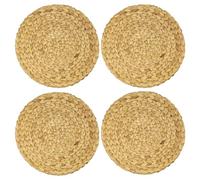 HMF Round Braided Water Hyacinth Place Mat Washable Set of 4 35 cm