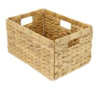 HMF Storage Basket Compatible with Billiy Shelves, Braided Water Hyacinth Basket with Three Handles | 35 x 25 x 20 cm | Natural