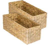HMF Storage Basket compatible with KALLAX half cube, woven basket made from water hyacinth for bathroom, kitchen and living area | Set of 2 | 38 x 15 x 14 cm | Natural