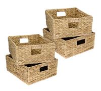 HMF storage basket compatible with KALLAX half shelf, basket woven from water hyacinth with handles | Set of 4 | 30 x 34 x 15 cm | Natural