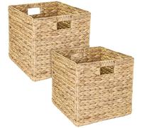 HMF Storage Basket Suitable for KALLAX Shelving Unit, Woven Water Hyacinth Basket with Handles | Set of 2 | 32 x 34,5 x 32 cm | Nature