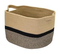 HMF Storage Basket with Extended Handles, Cotton Basket | 36 x 30 x 25 cm | Black Honey