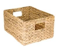 HMF storage basket woven from water hyacinth, decorative basket with carry handles for storage in the bathroom, kitchen and living area | Size L | 36 x 28 x 20 cm | Natural