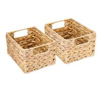 HMF storage basket woven from water hyacinth, decorative basket with carry handles for storage in the bathroom, kitchen and living area | Set of 2 | Size S | 22 x 17 x 12 cm | Natural