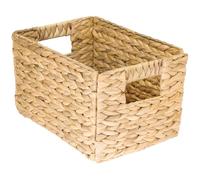 HMF storage basket woven from water hyacinth, decorative basket with carry handles for storage in the bathroom, kitchen and living area | Size M | 32 x 23 x 20 cm | Natural