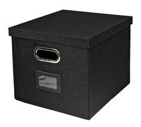 HMF Storage box with lid for DIN A4 hanging files | Suitable for Kallax | 33 x 37.5 x 28 cm | Black