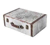 HMF Vintage decorative suitcase made of wood, storage box with lid and leather handle, stylish storage and gift idea for wedding or birthday | World map | 38 x 26 x 13 cm