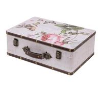 HMF Vintage decorative suitcase made of wood, storage box with lid and leather handle, stylish storage and gift idea for wedding or birthday | Rose | 38 x 26 x 13 cm