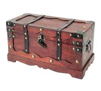 HMF Wooden Treasure Chest, Large Treasure Box with Decorative Lock for Children’s Birthday Party | 40 x 19 x 22 cm | France
