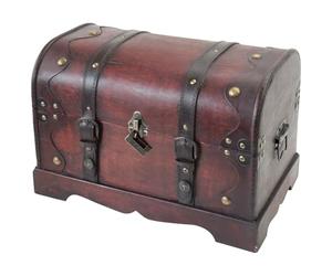 HMF Wooden Treasure Chest, Large Treasure Box with Decorative Lock for Children’s Parties | 40 x 23 x 27 cm | Cambodia